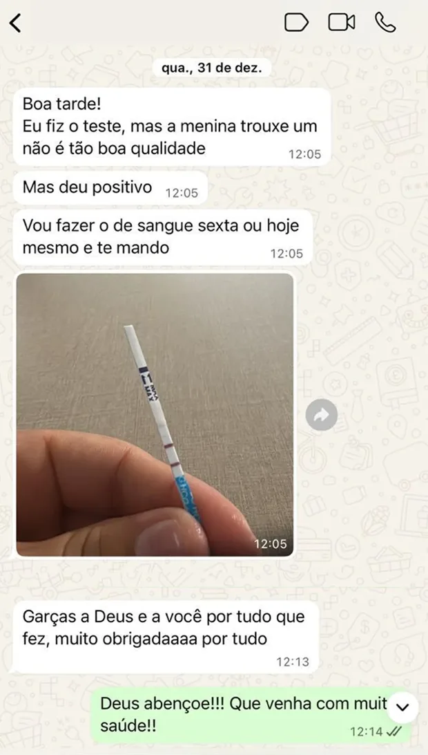 Print de conversa de WhatsApp com paciente